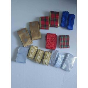 🐸Christmas ribbons Wired Edge remnants Scraps 21 pieces lot